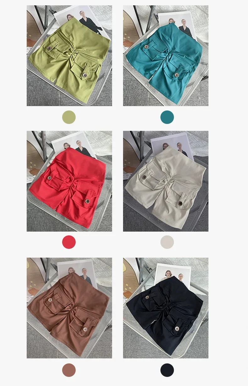 Einfarbige Hot Girl Yoga-Shorts mit hoher Taille, elastisch, bauchkontrollierend, hüftformend, mit Tasche, für Fitness, Laufen, Yoga und Sport. – Detail 6