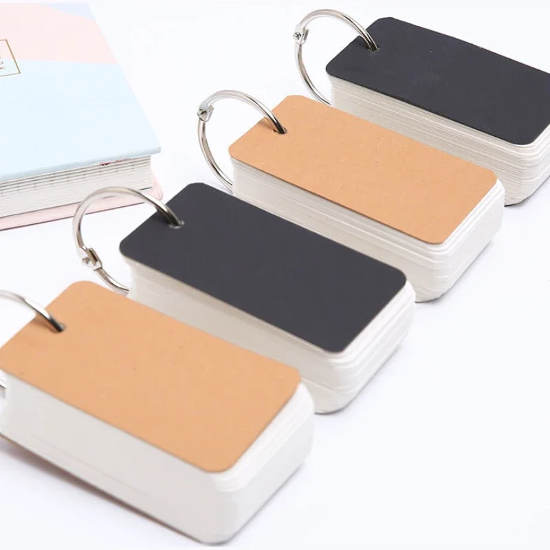 Simple Solid Color Blank Memo Pad Metal Ring Loose-leaf Note Card Thickened Portable Pocket English Word Book Office Accessories