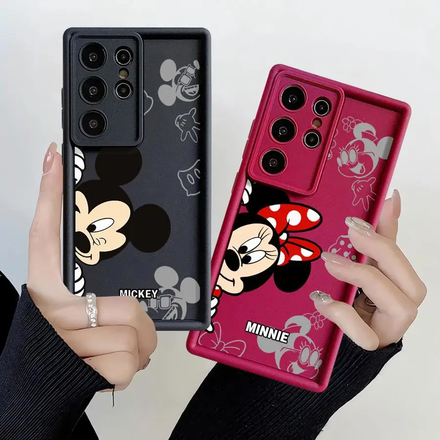 

Look Disney Mickey Minnie Silicone Case for Samsung Galaxy S23 S24 S25 Ultra S22 S20 FE S21 Plus Note 20 Shockproof Phone Cover