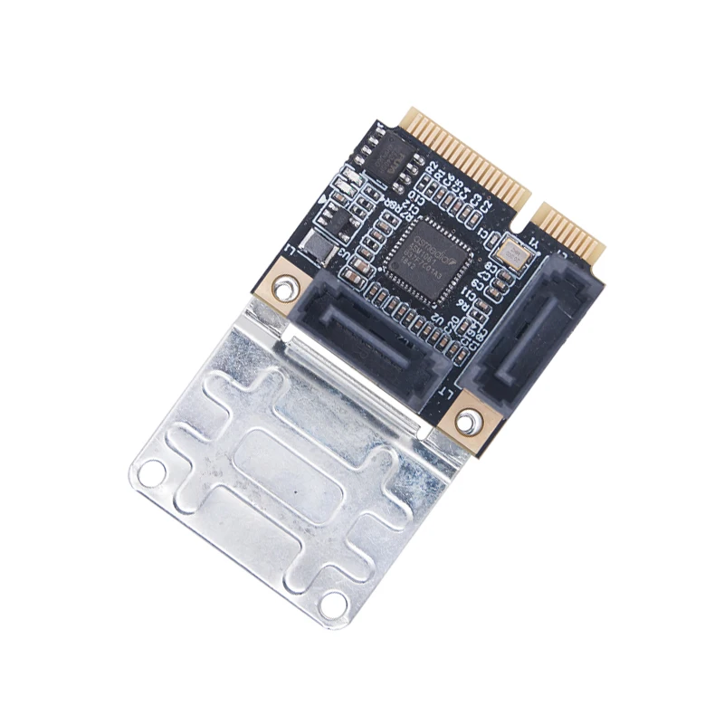 Mini PCI Express to 2 Ports SATA 3.0 Expansion Card Mini PCIe to Dual SATA3 6Gpbs Add On Cards ASM1061 Chip Support SATA HDD SSD