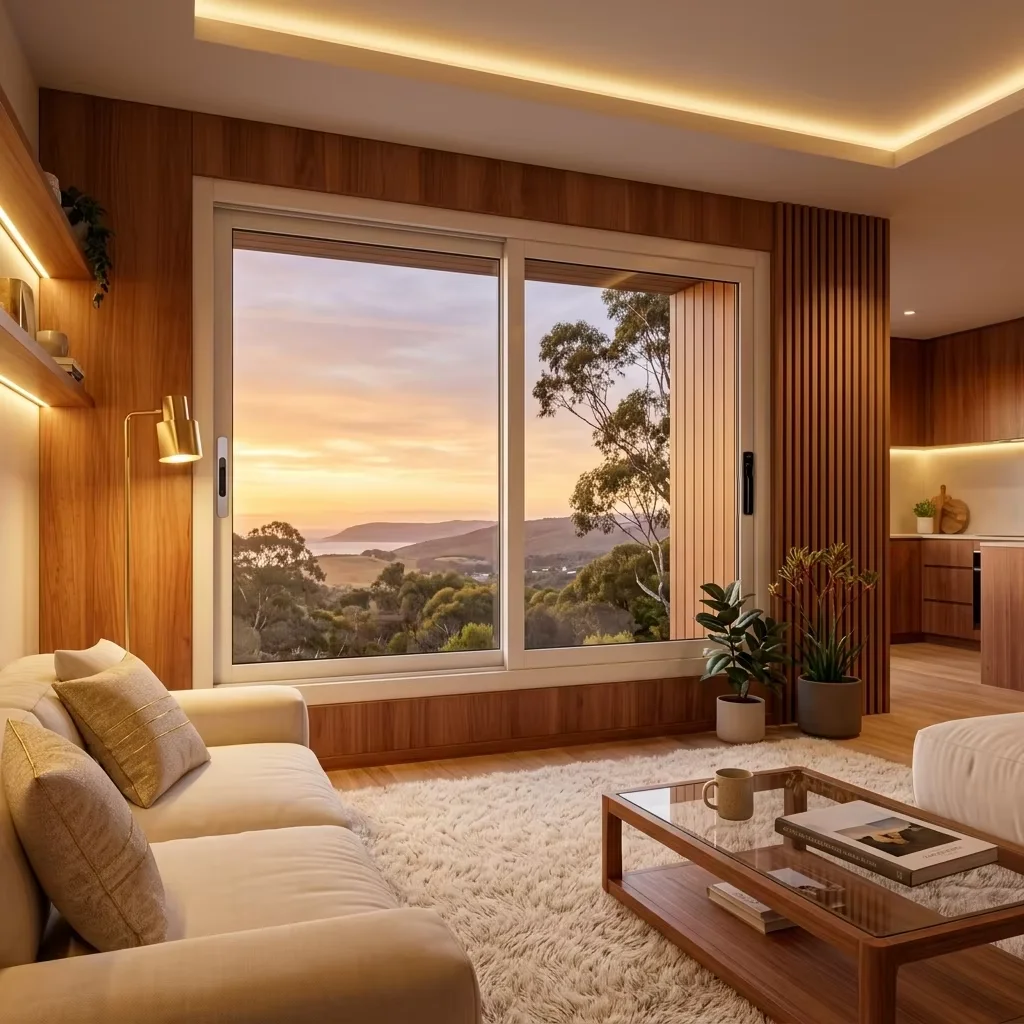 Living Room Aluminum Frame Double Layer Glass Window Simple Style Sliding Windows Multi Functional Manual Viewing Windows
