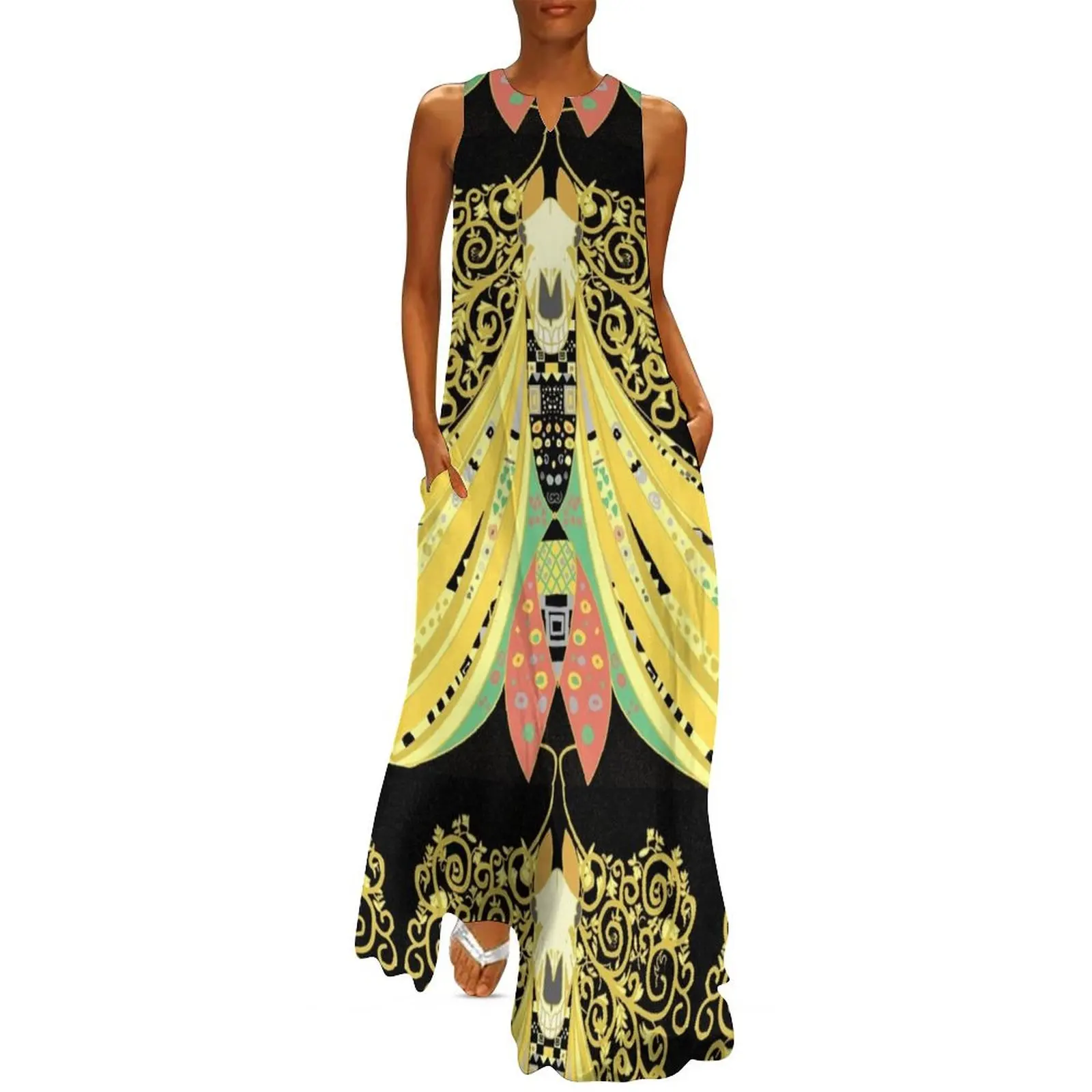 

A Klimt inspired Mari Lwyd Long Dress Women's summer skirt chic and elegant evening dress Dress