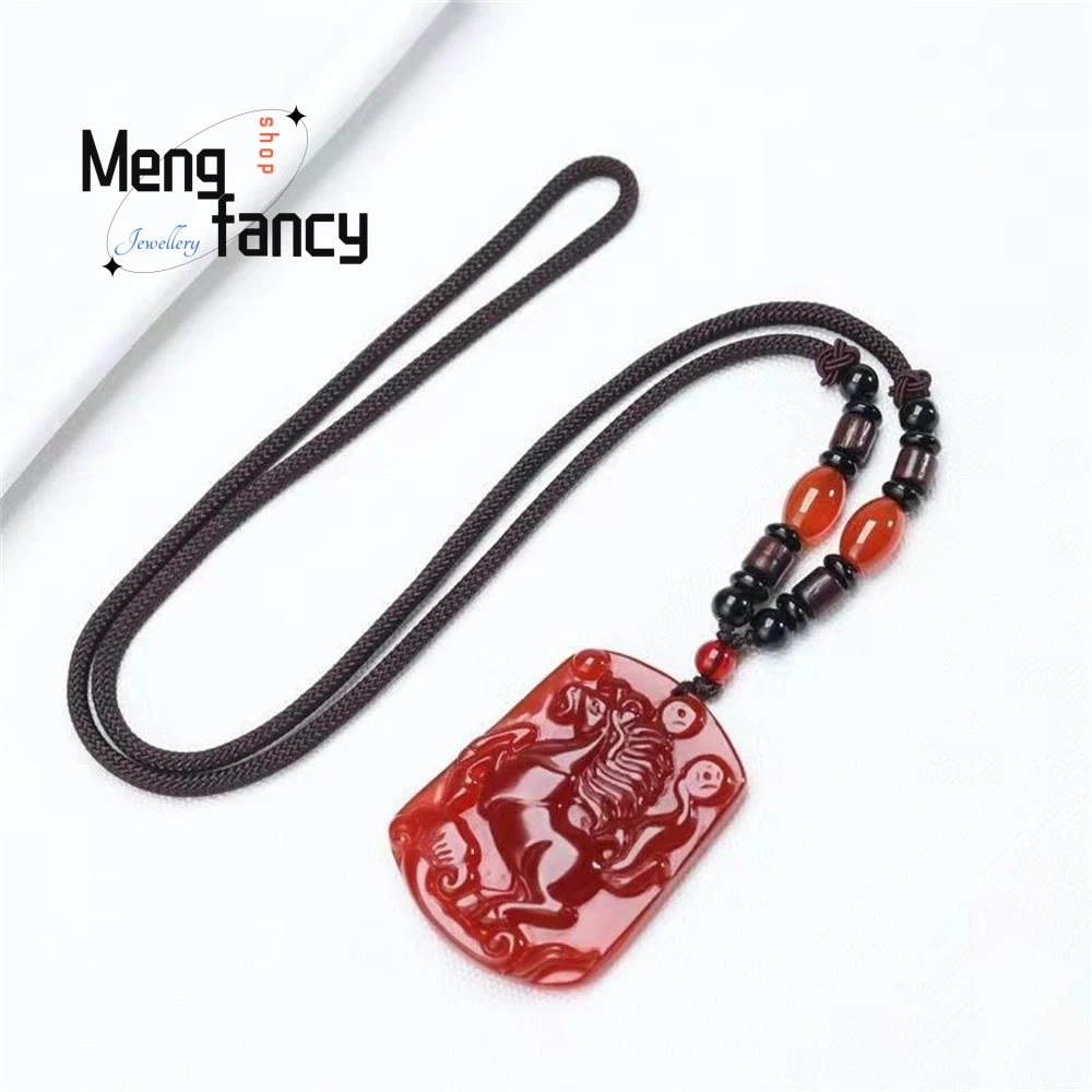 Natural Ice Red Agate Chalcedony Chinese Zodiac Horse Jade Pendant Exquisite Elegant Simple High-grade Luxury Fashion Jewelry