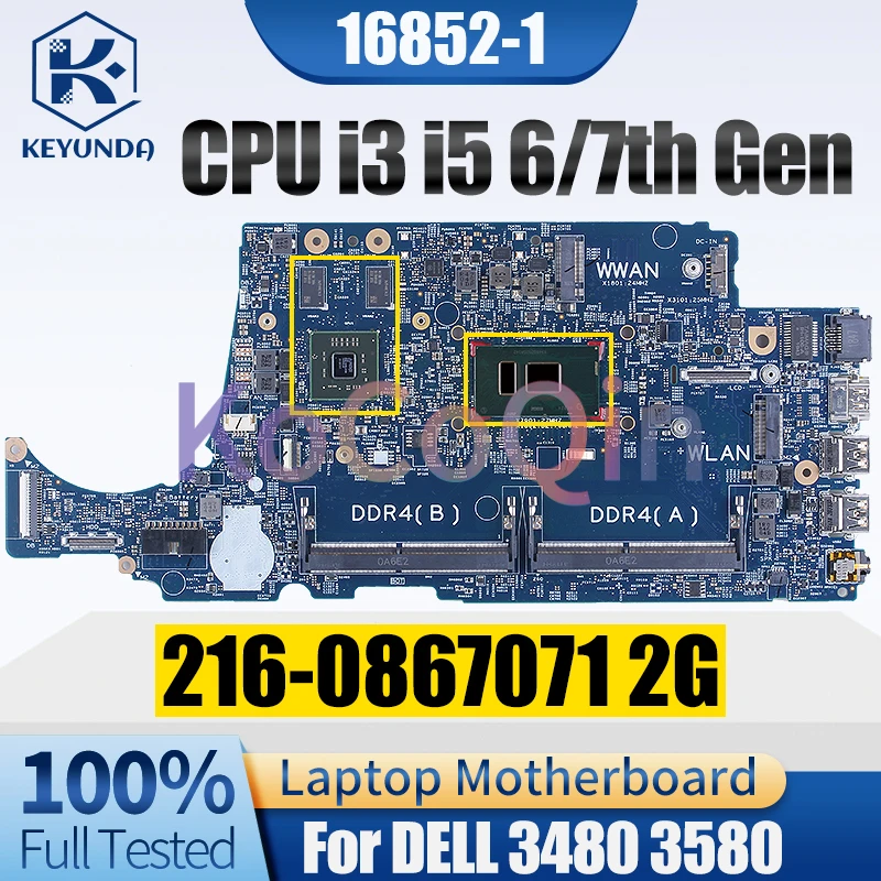 Imagem -02 - Placa-mãe Completa Testada do Portátil para Dell 168521 i3 i5 7th Gen 2160867071 2g 02v63c 0c6h2v 08 Ncky Placa-mãe do Portátil