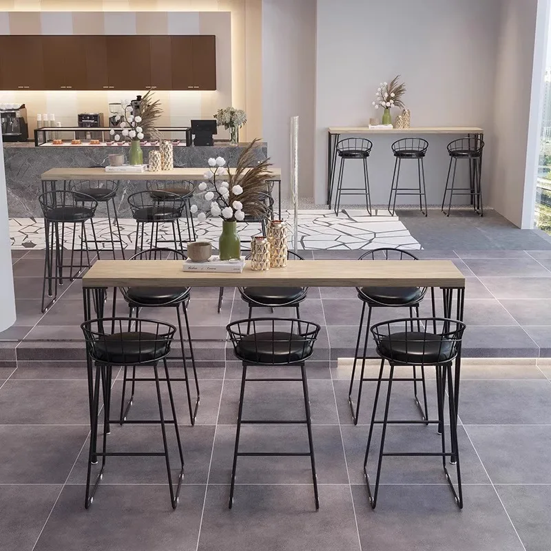 Slate bar table Household partition Long strip high table Shop wall table and chair combination