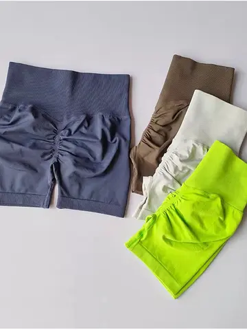 Summer High-Waist Women's Yoga Shorts Breathable Fitness Butt Lift Sports Running Shorts Cycling Push-Up Workout Gym Shorts