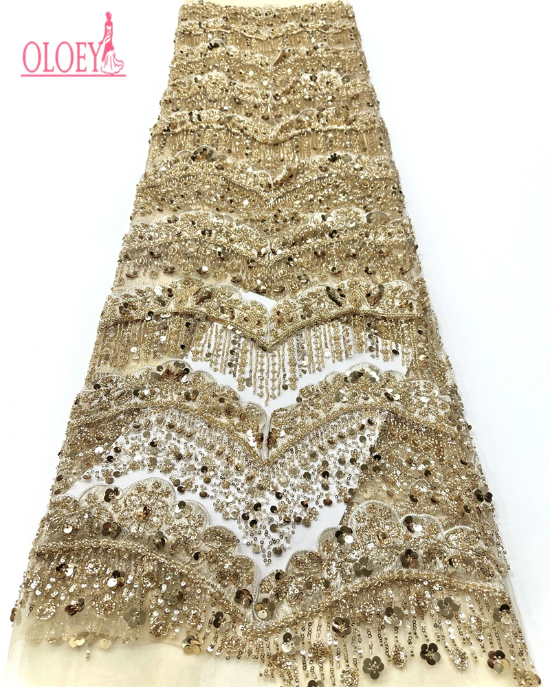 

Latest French Net High Quality African Beading Luxury Sequins Tulle Lace Fabric Nigerian For Wedding Party Dress Sewing