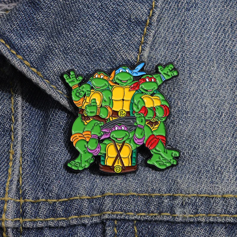 1/4/5pcs Teenage tortoise Enamel Pin Custom Funny Animal Hat Shirt Lapel Bag Cute Badge Cartoon toy gift