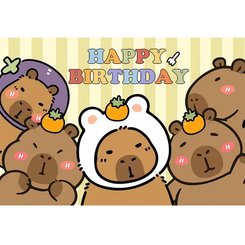 Fondo de cartel de cumpleaños de capibara, decoración de pared de fiesta para eventos interiores y exteriores, celebración, cumpleaños, fiesta, tela de fondo