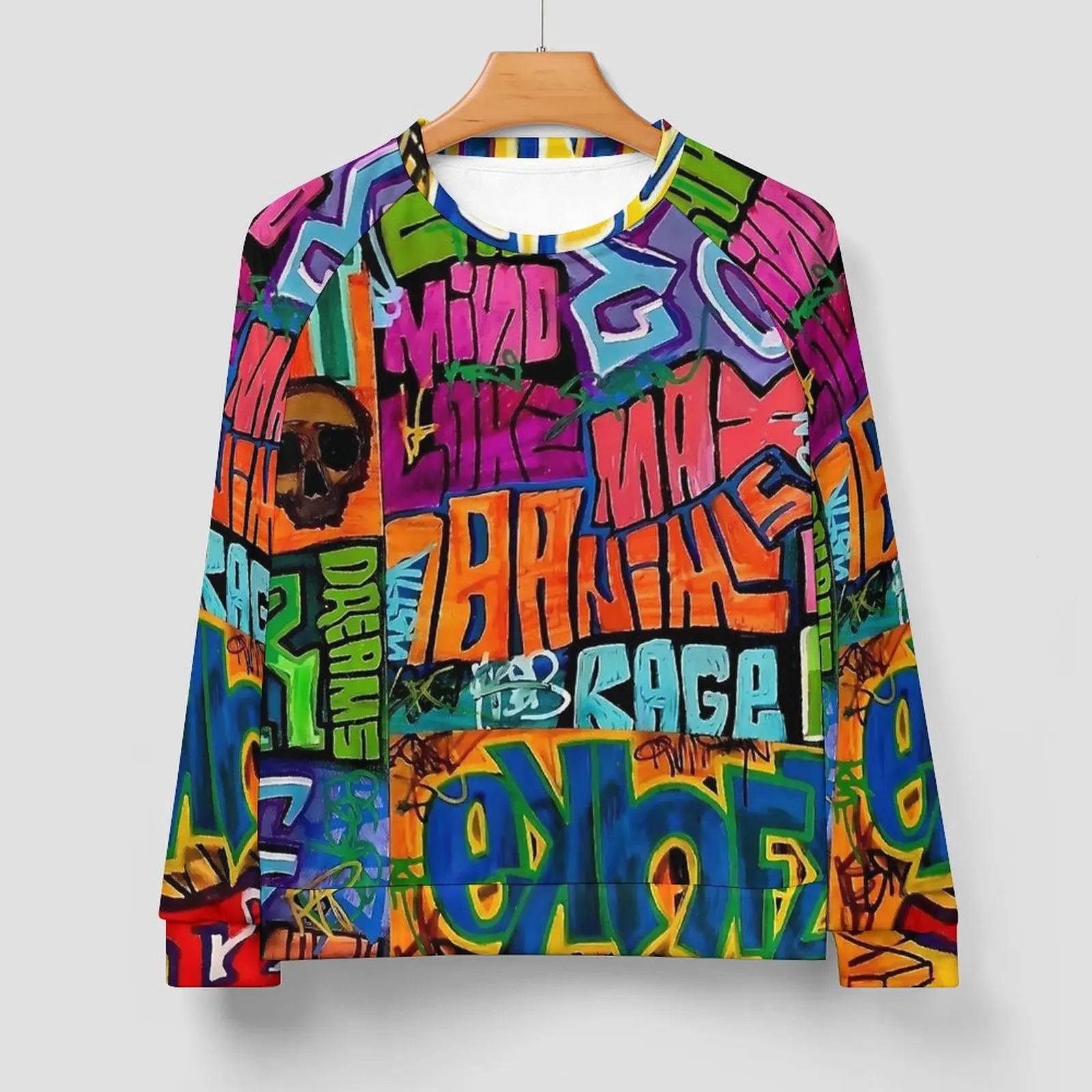 Escape Graffiti Print Streetwear Sweatshirts Winter  Y2k Cool Hoodies Male Oversized Outerwear Design O Neck Hoodie