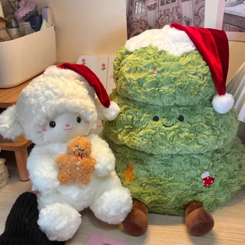 

45 см Рождественская елка, ягненок, плюшевая игрушка, милый медведь, мягкая кукла-компаньон, мягкая подушка для объятий, удобная подушка, рождественское украшение, подарок