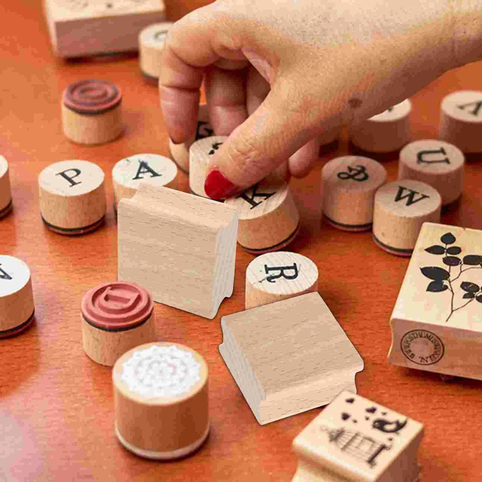 10 Pcs Seal Ink Wooden Stamp DIY Hand Account Set Craft Tool Blank Stamper Carving Smooth Child