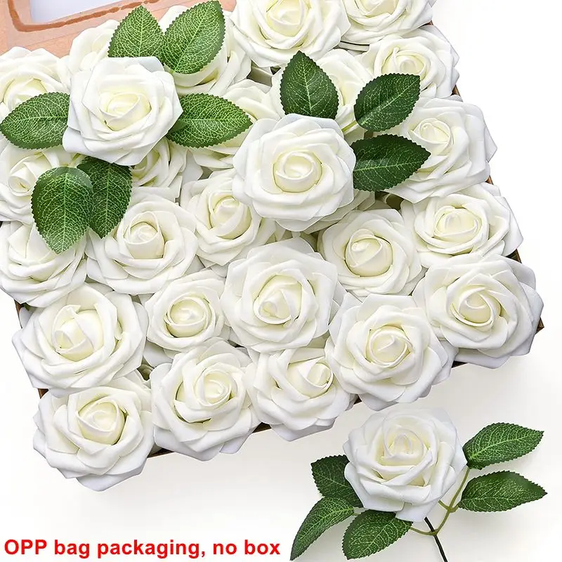 5/10/20 Stück künstliche Rosenblüten, künstliche Blumen, Schaumstoff-Rosen, mit Stiel für DIY-Hochzeitssträuße, Ornamente, Party, Heimdekoration – Detail 9