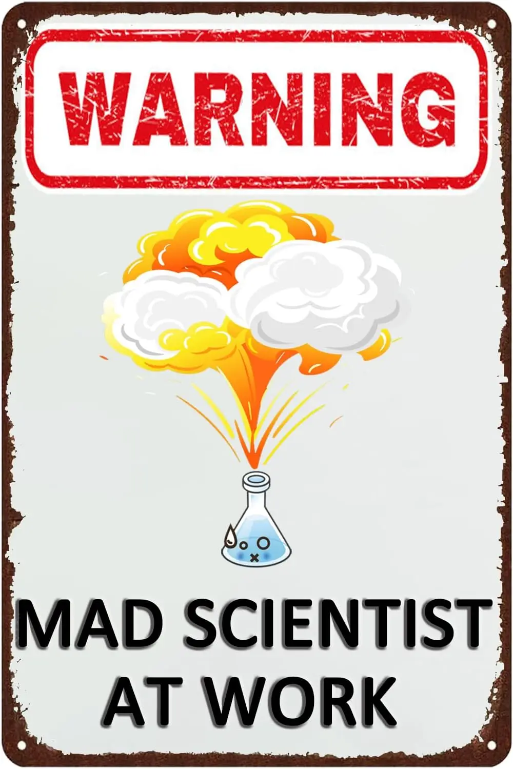 GYMSLAVE Mad Scientist At Work Tin Signs Vintage Funny Laboratory Metal Sign Home School Wall Decoration Gifts 12x8 Inch