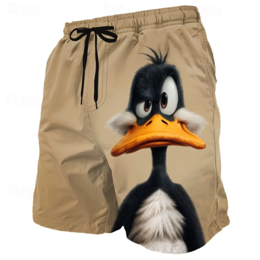 Summer Hot Selling Men's Funny Cartoon Duck Beach 3D Shorts Hawaii Vacation Parent-child Quick Drying Casual Sports Shorts