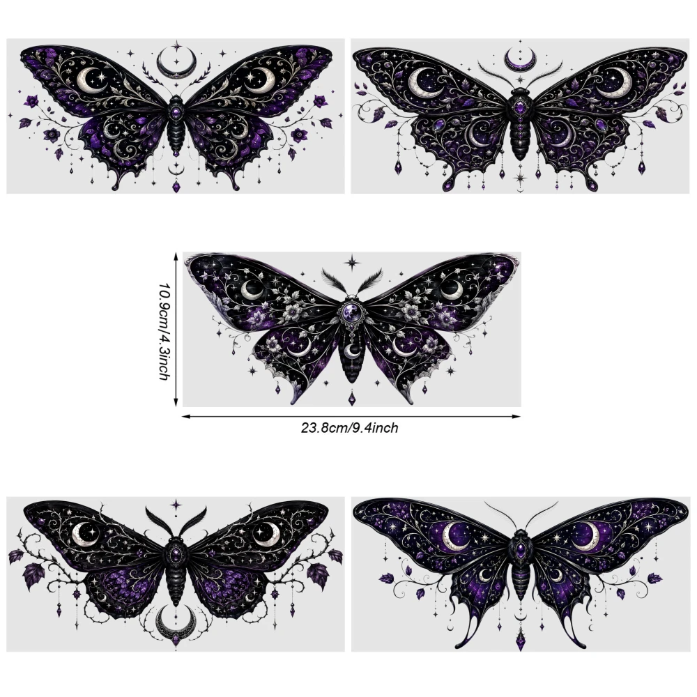 5 Sheets Mystical Butterfly Moon UV DTF Stickers Glass DTF Transfer Stickers UV DTF Stickers Cups Decoration