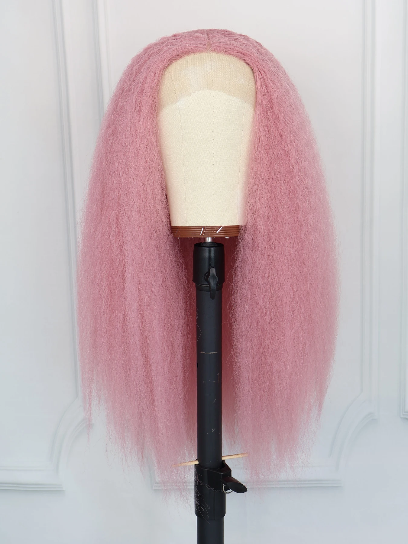

Yaki Pink Straight Wig Synthetic Lace Front Wigs Lace Front Wigs Natural Hairline Kinky Middle Part Straight Wigs