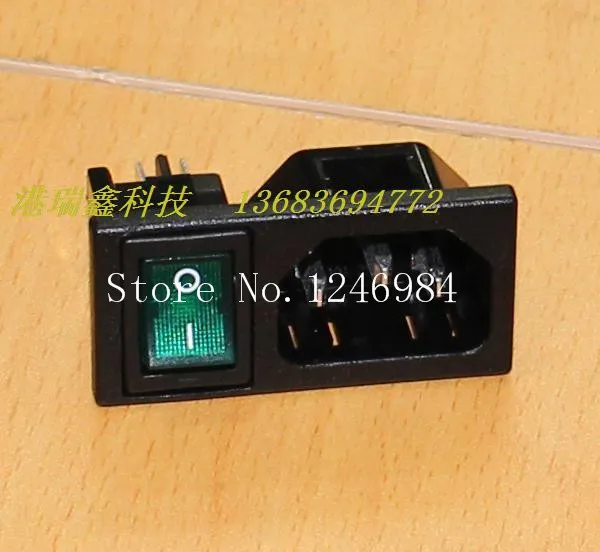 [SA]WINFOONG AC AC power outlet socket triangle combo card combination with the green switch RF-2001--50pcs/lot