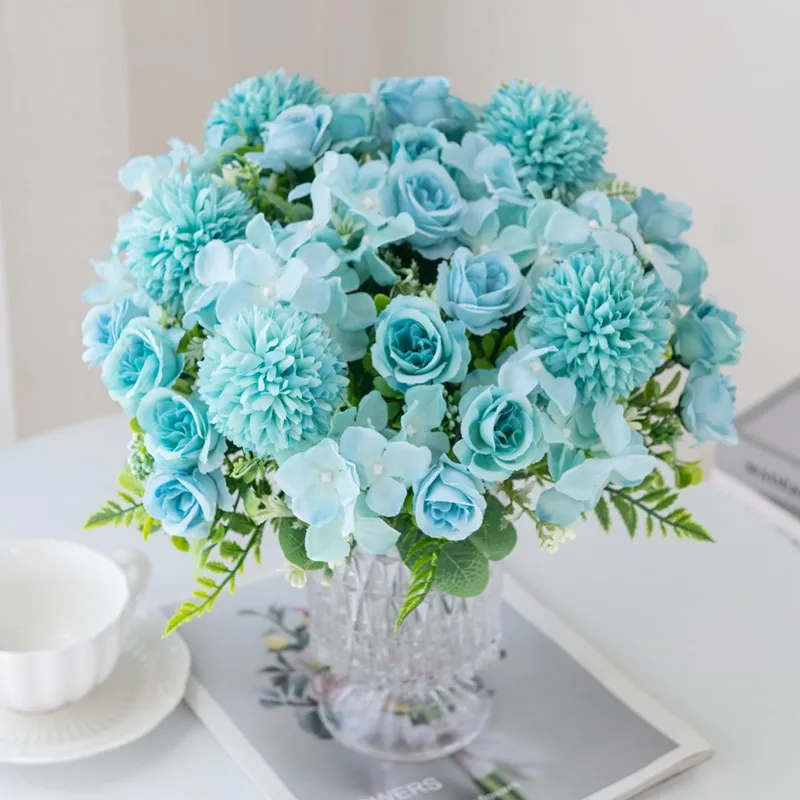10 Stück Künstliche Blumen Rosen Chrysanthemen Seidenstrauß Hochzeit Outdoor Garten Hof Bogen Heim Zimmer Tisch Dekoration Festival Accessoire – Detail 7