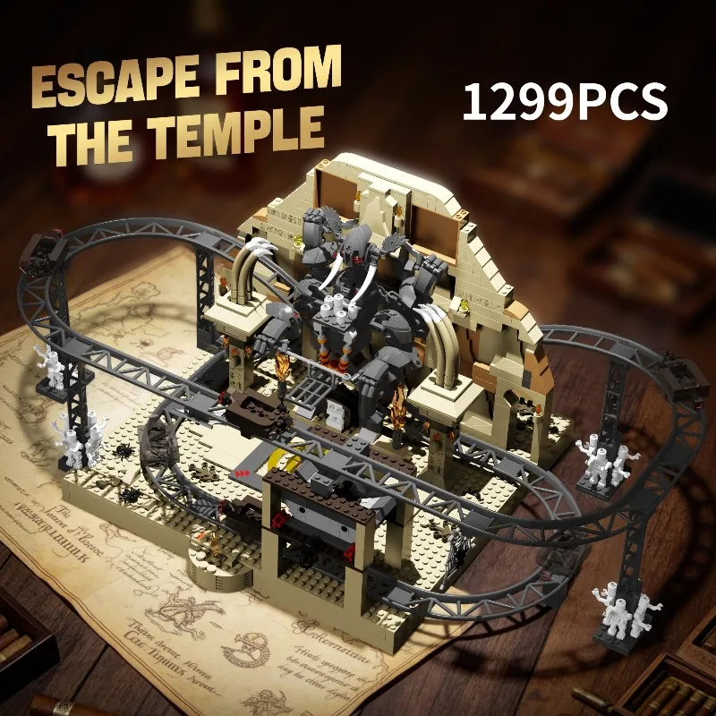 

1299PCS Escape Fromthe Temple Model Building Blocks Exquisite Collectibles Construction Bricks Toy Good Gift for Family
