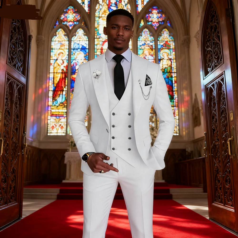 

Chic Blue Men's Terno Set with 3-Piece Jacket Pants Vest Notch Lapel Slim Fit Blazer High Quality for Formal Occasions