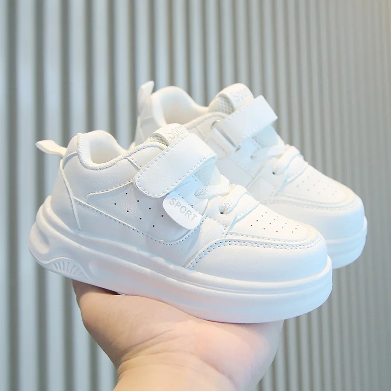 Children Spring sneaker Small Whiteboard Shoes Autumn Kid Casual Soft Soled Shoe Children Sport Shoes Neutral Velcro Solid Color