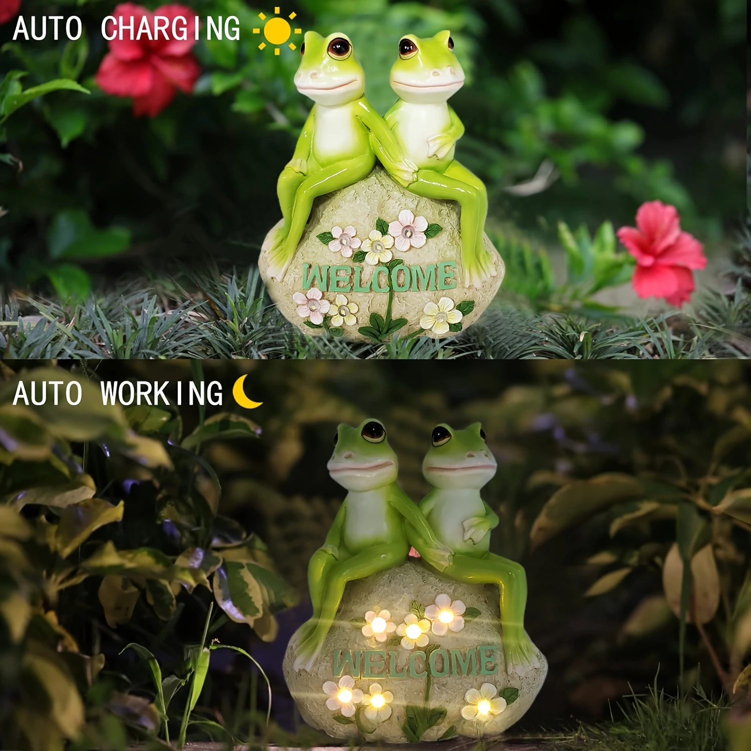 Modern New Decoration Lawn Courtyard Creative Design Solar Resin Small Frog LED Lights Fun Handicrafts Office Ornaments
