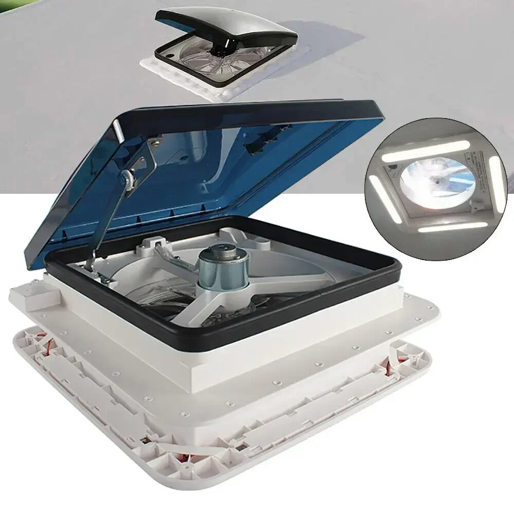 NOUVEAU Ventilateur de toit 12V 5W pour caravane, camping-car, fenêtre translucide, ventilation automatique avec lumière LED