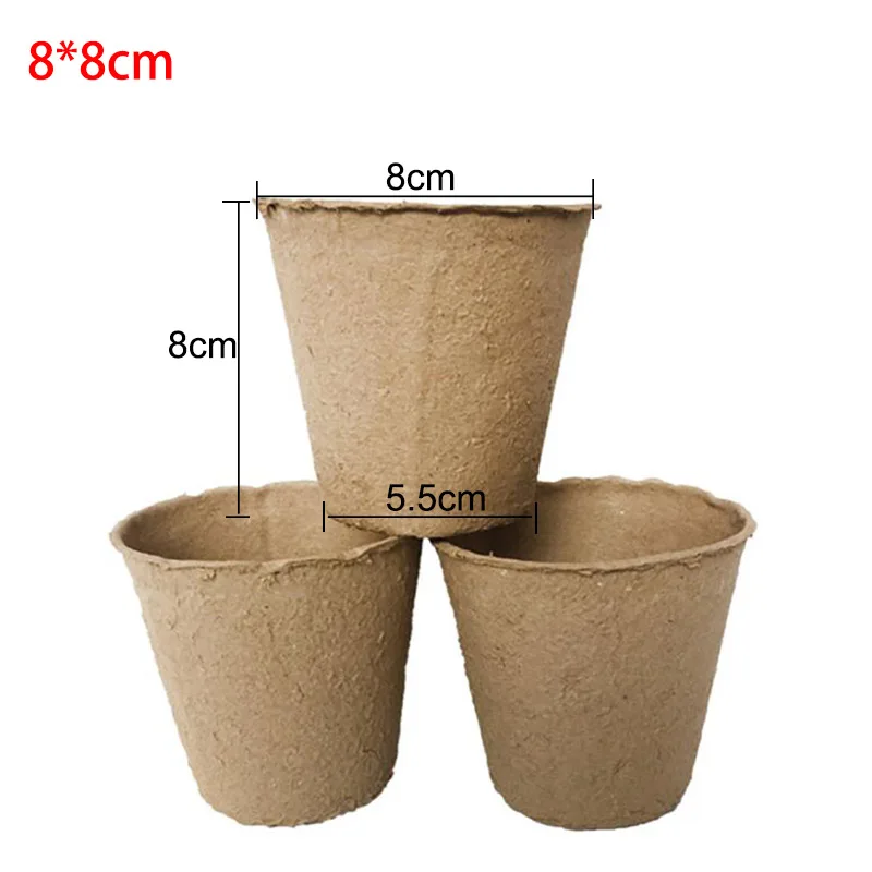 8cm Flower Pots Peat Planting Pots Biodegradable Paper Cup 8x8cmx5.5cm For Plant Starter Starting Tray Gardening Supplies S1