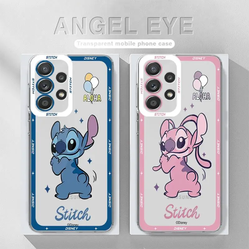 Fashion Cool Stitch A-angie phone cases for Samsung A55 A25 A22 A15 A34 A14 A71 A52 A50 A12 A13 A32 A31 A73 Clear fundas cover