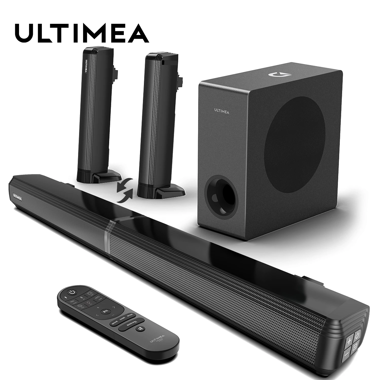 ULTIMEA 200w 4.1ch TV Sound bar Heimkino Soundsystem Bluetooth-Lautsprecher Soundbar Subwoofer support optische Aux HDMI Speaker