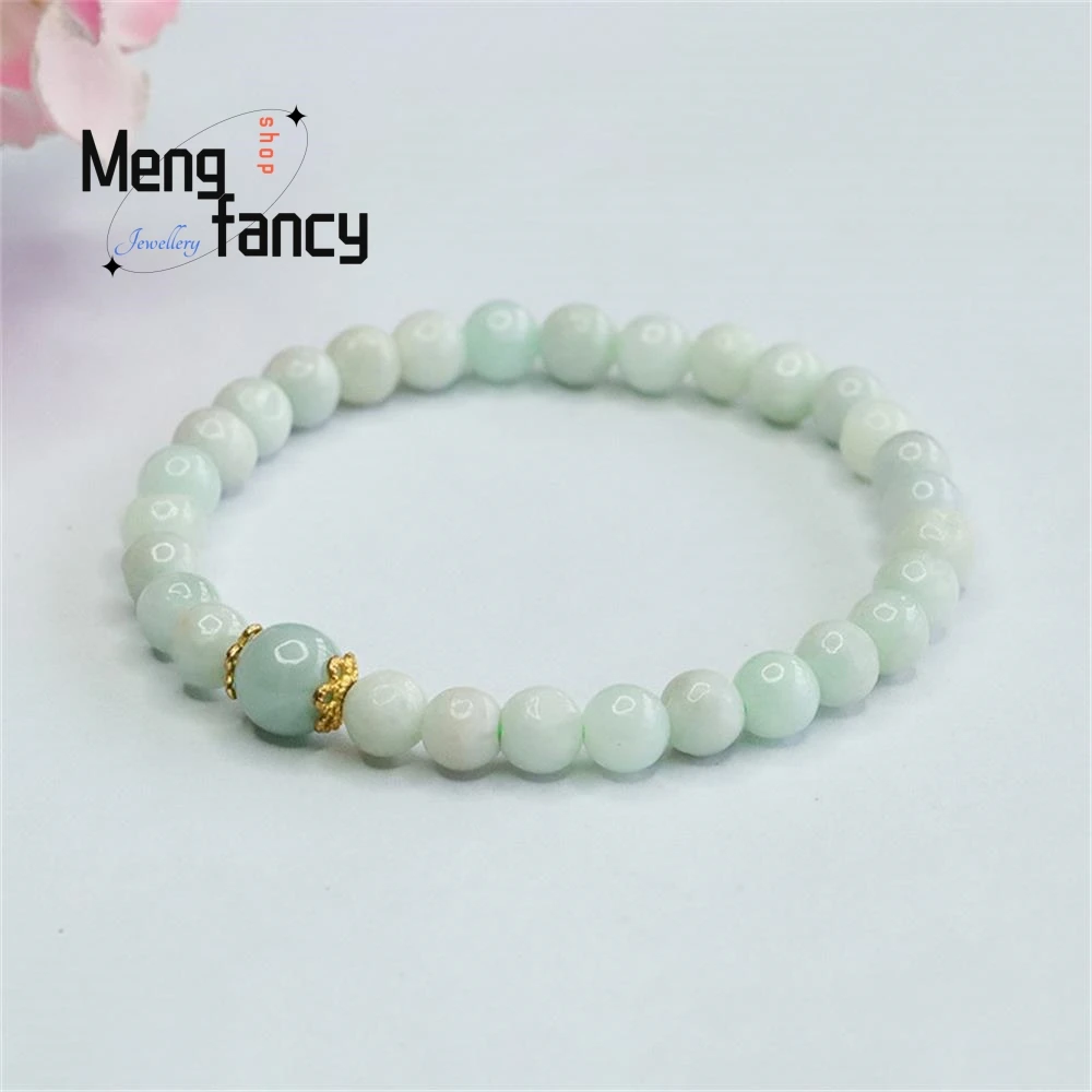 Natural Myanmar A-goods Jadeite Round Beads Jade Bracelet Exquisite Elegant Charm High-grade Couple Fashion Jewelry Holiday Gift