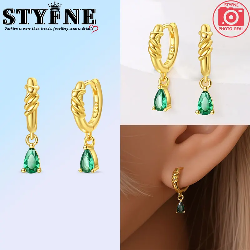 Animals Pets 925 Sterling Silver Gold Spirit Snake Green Teardrop Earrings Women's  Jewelry For Everyday Wear Couple Style