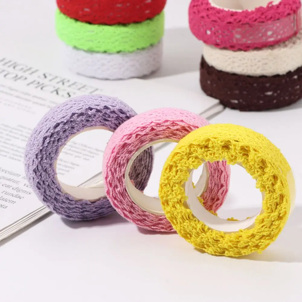 2Yards/ Roll Wedding Decor DIY Craft Embroidery Lace Tapes Sticker Cloth Tape Trimming Ribbon Lace Fabric Trim