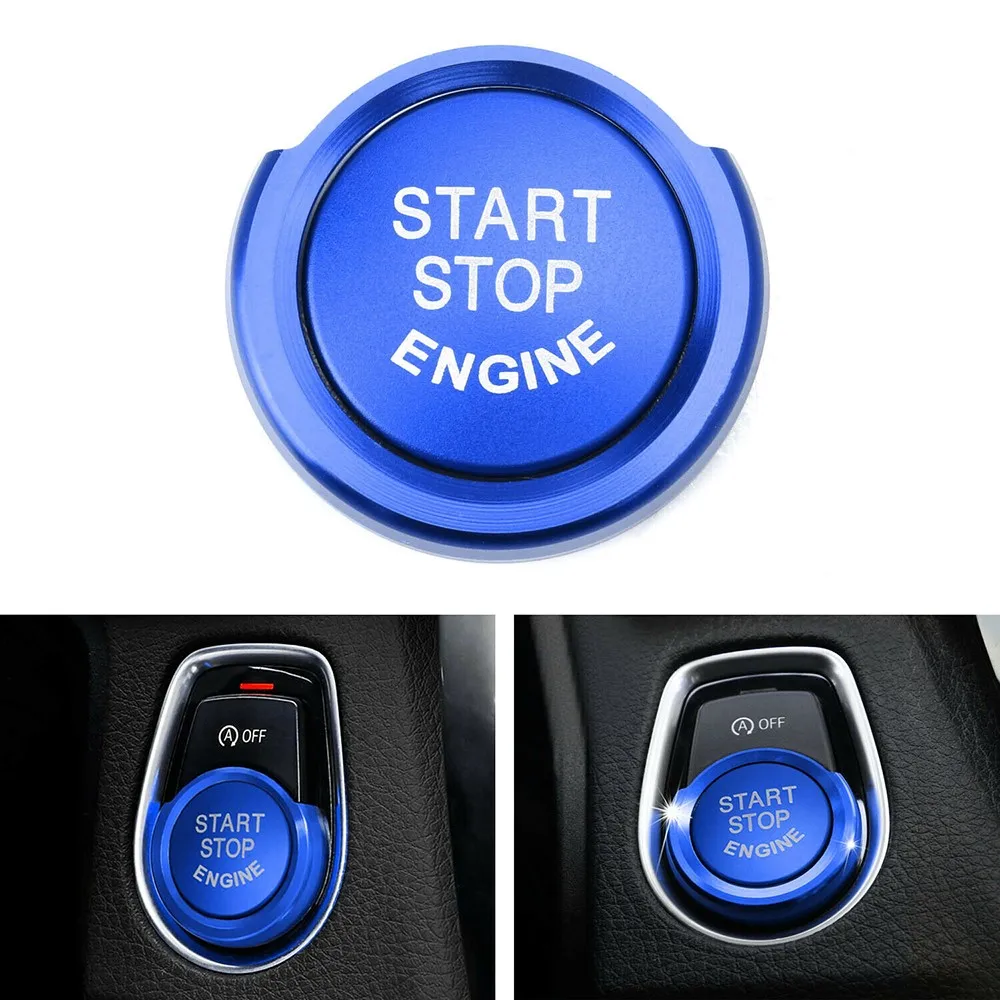 Upgrade Your For BMW\'s Style and Functionality with Blue Aluminum Engine Push Start Button Surrounding Ring Trim