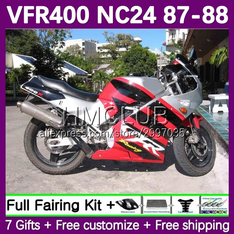 Fairings For HONDA VFR400 R V4 NC24 VFR400RR red glossy VFR400R 1987 1988 41No.41 RVF400R RVF VFR 400 R RR 400R CC 87 88 Body