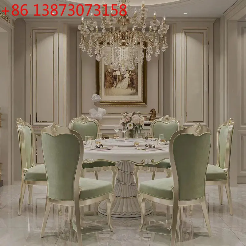 

Французский обеденный стол из массива дерева в стиле легкой роскоши, романтический ресторанный прямоугольный или круглый стол высокого класса с комплектом стульев.