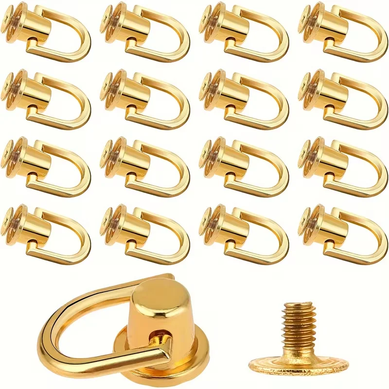 12pcs Rivet D Ring Stud Screw Stud Head Button Stud Screw Metal Ring Belt Punch Backpack Wallet Crafts ﻿