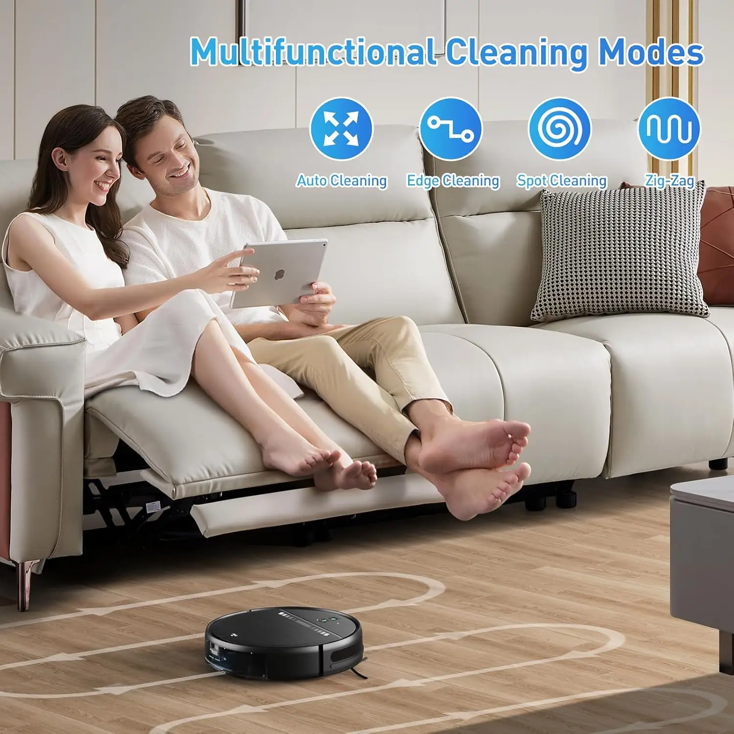 Robot Vacuum with Wi-Fi/APP/Alexa, Self-Charging Robot Vacuum and Mop Ultra Slim Quiet, Ideal for Ha