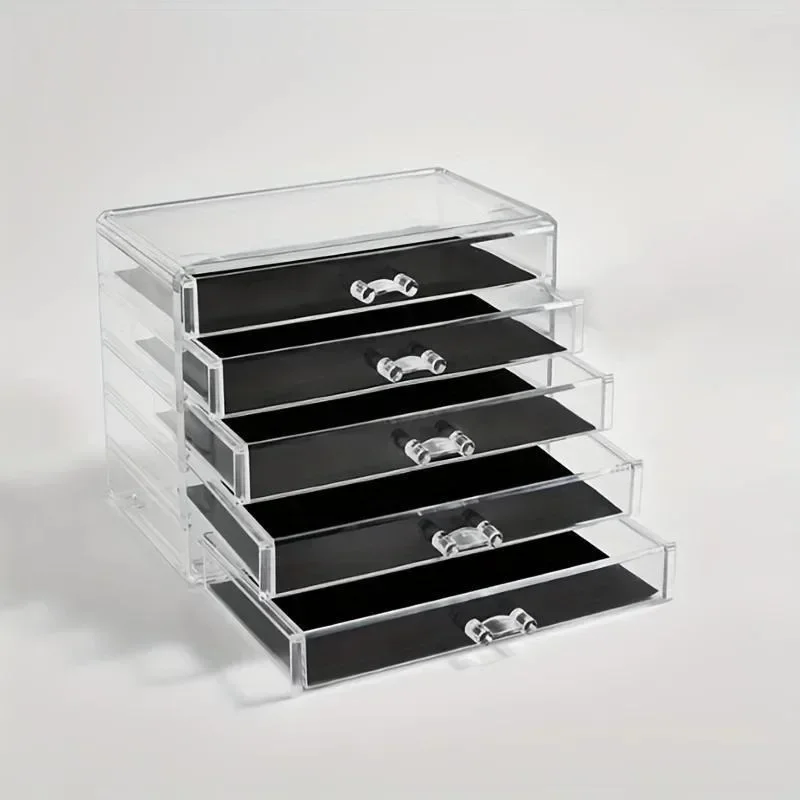 3/5Layer Acrylic Drawer Clear Office Organizer for Desk, Pencil Holder Large Desk Accessories Display Caddy Home