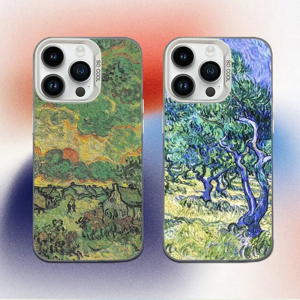 

Phone Case For iPhone 16,15,14,13,12,11,Mini,Pro,E,MAX Van Goghs Art White Candy Matte Shockproof Cover