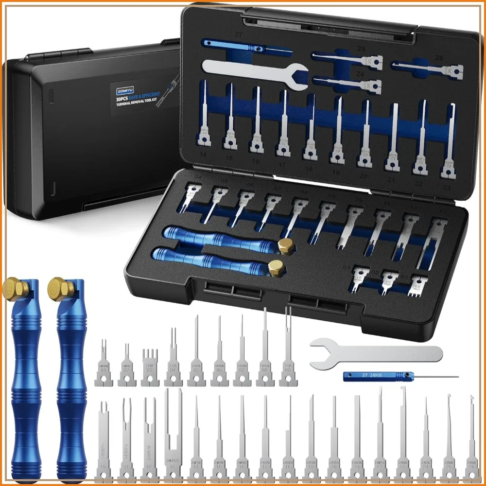 

30PCS Terminal Removal Tool Kit, Professional Depinning Tool Set with Replaceable Pin Extractor Tips for Automotive Wiring Repair