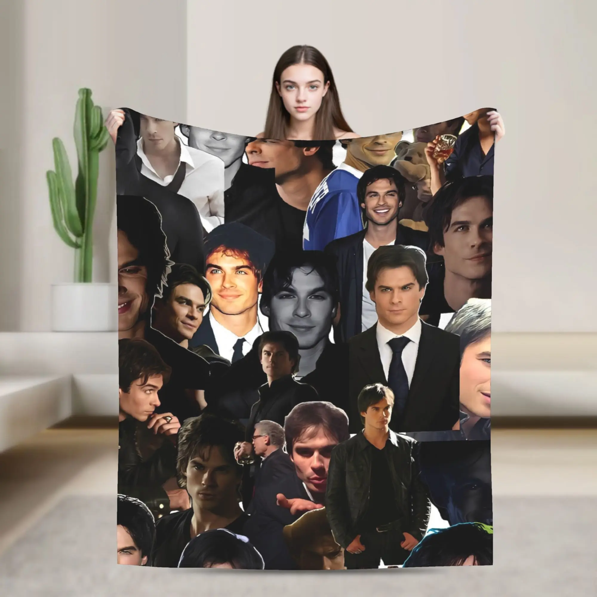The Vampire Diaries Damon Salvatore Movie Blanket  Super Warm Novelty Plush Throw Blanket For Couch Bed Bedspread Bed Cover