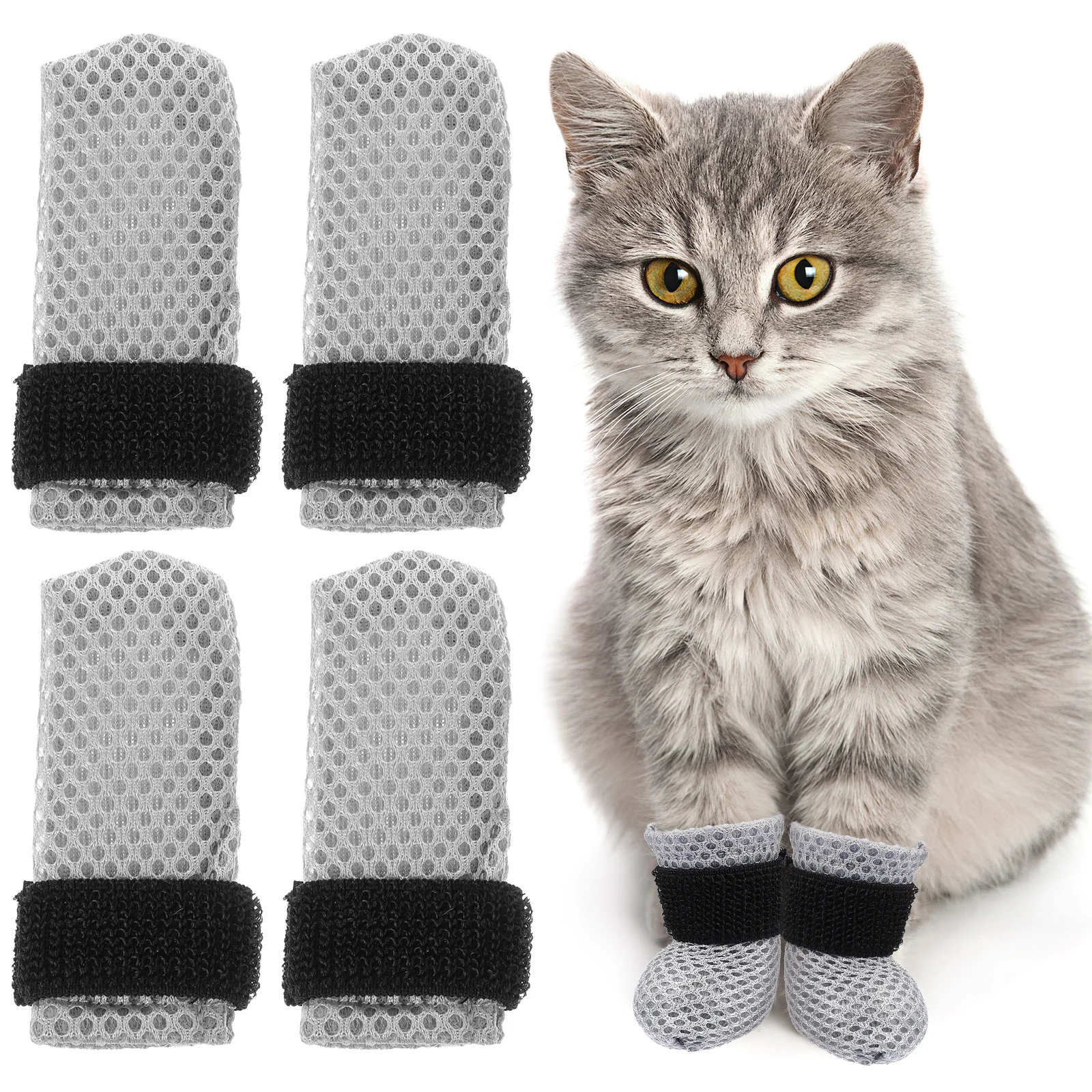 

4Pcs Cat Nail Covers Caps Adjustable Foot Cover for Safe Medicine Admin Comfortable Cat Paw Protector Daily Wear