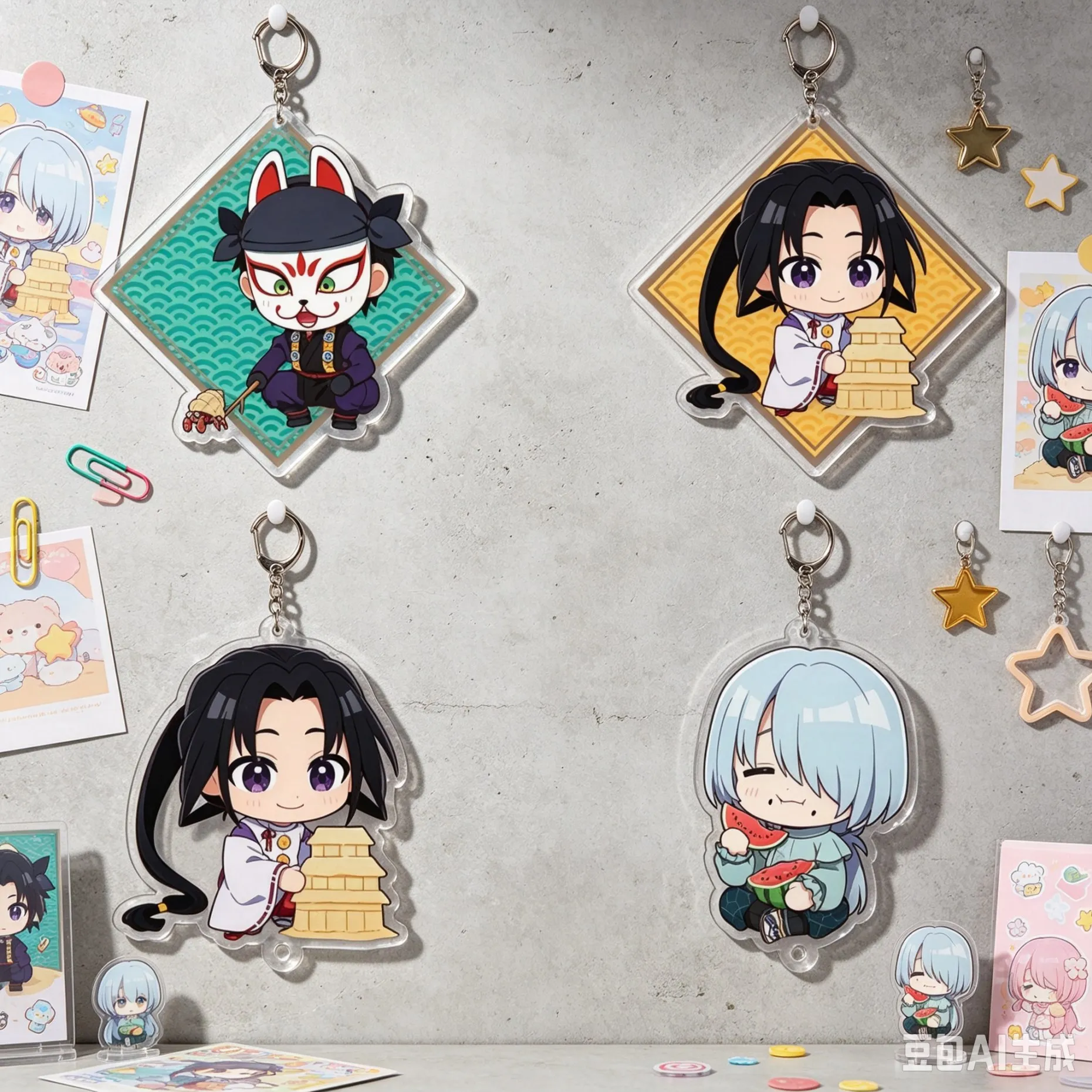 Anime The Elusive Samurai Bag Pendant Gifts For Girls For Fans Gifts Jewelry Bag Acrylic KeyRing High Definition Images Keychain