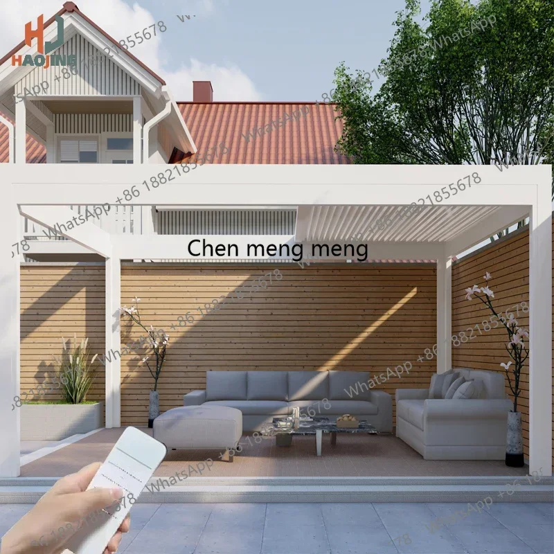 

D182High quality Outdoor Telescopic Gazebo Aluminum Pavillion 4x3 6x3 Metal Automatic Electric retractable flip louvered Pergo