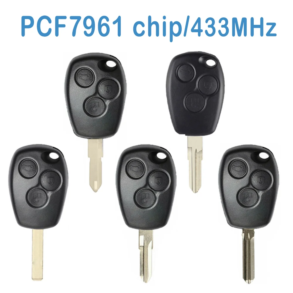 2 Pcs/lot Auto Smart Remote 2+1 Buttons FSK 433MHz PCF7961/4A Chip Replace Car Key For Renault