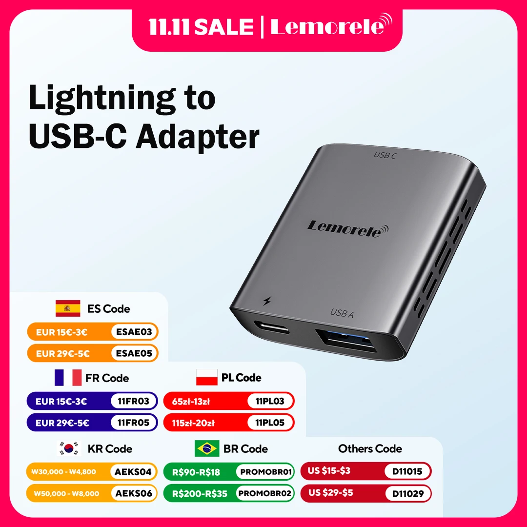 Lemorele Lightning to USB C AR Charging Transmission Module Data Cable Lightning ToTypeC For XREAL Nreal Air Rokid Glasses