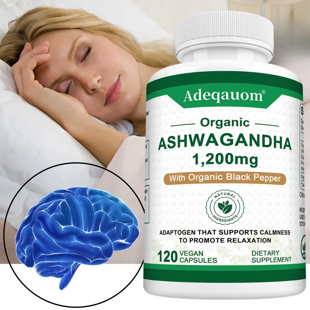 Ashwagandha with Black Pepper – Dietary Supplements for Men and Women, 120 Capsules, Stress & Sleep, Mood & Hair