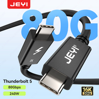 JEYI Thunderbolt 5 USB-C Cable 0.5M-80Gbps Data & 120Gbps Display, 240W PD Charging, 4K@60Hz for MacBook Pro/Monitors/iPad Pro